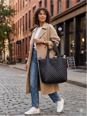 HEARTLOVE by Charo Black Quilted Tote Bag w/Coin Pouch and Crossbody Strap NWT